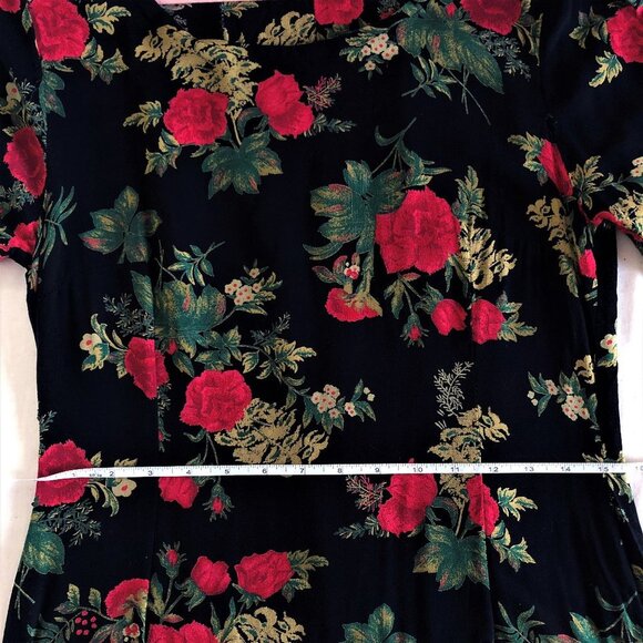 Vintage 90s early 00s dark rose florals maxi fitted dress - Picture 10 of 15